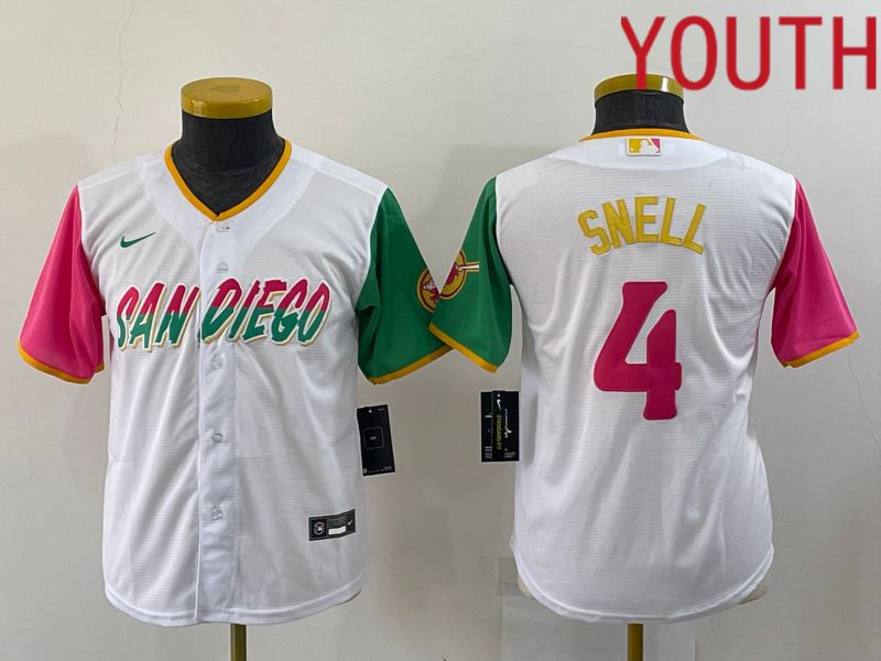 Cheap Youth San Diego Padres 4 Snell White City Edition Nike 2022 MLB Jerseys